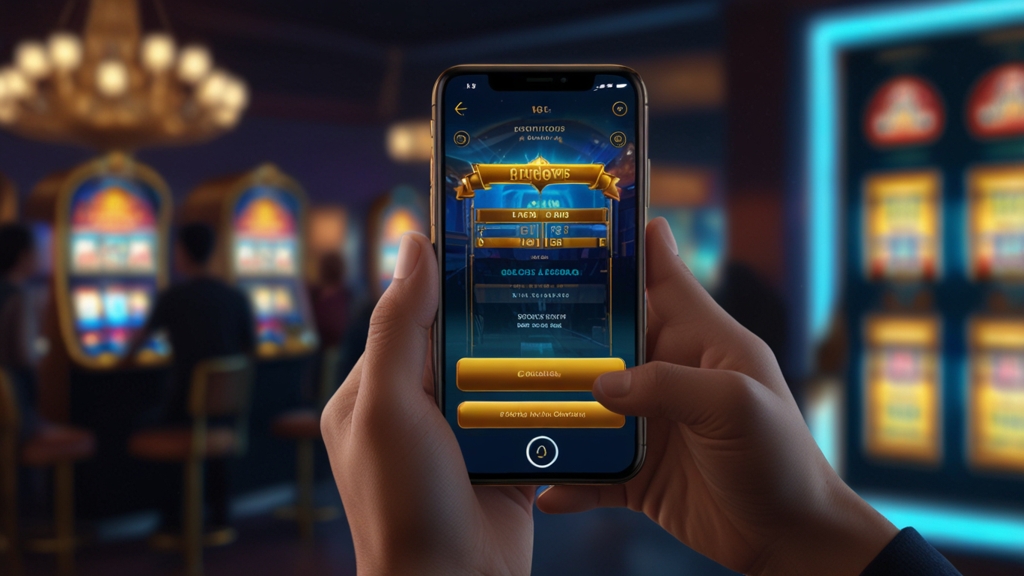 Smartphone displaying a casino login screen in a neon-lit atmosphere