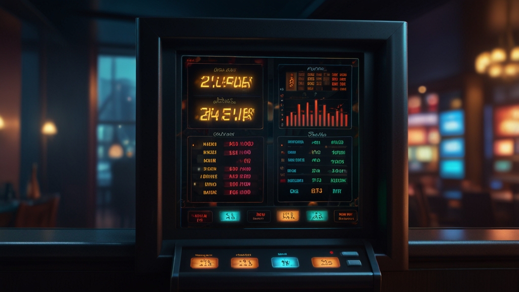 Casino payment dashboard showing withdrawal limits, fees, and balance rules in a dark scene.