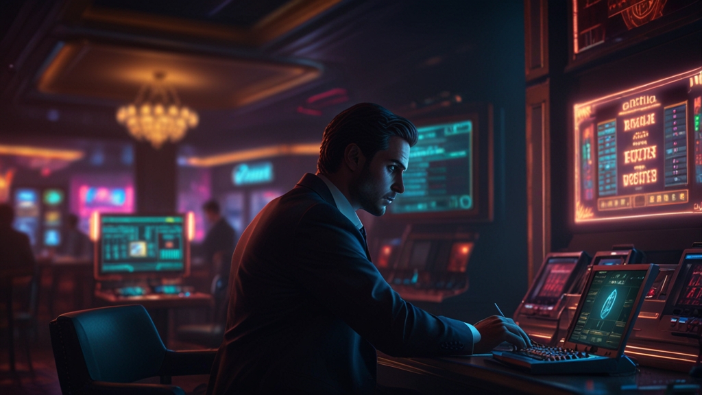 Laptop displaying a login error beside a phone in a dark casino-themed setting
